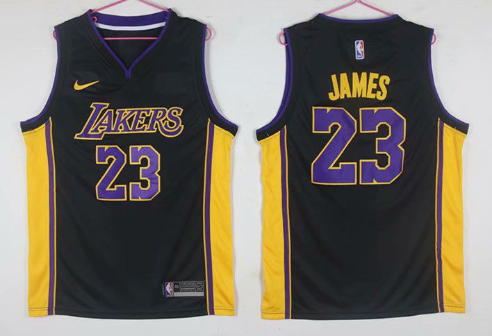 Men Los Angeles Lakers 23 James Black Nike Game NBA Jerseys